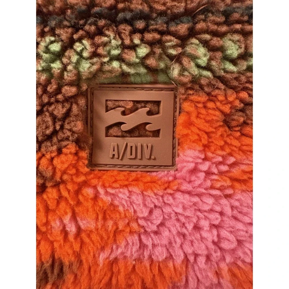 Billabong AD 1/4 Button Pullover Fleece Kangaroo Pocket  Funnel Neck Y2K Sz S